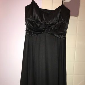 Short, black, spaghetti strap dress